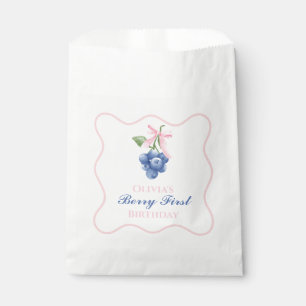 Berry First blueberry birthday Pink Bow Coquette Favour Bags