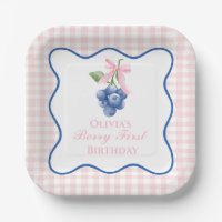 Berry first blueberry birthday Pink Bow Coquette