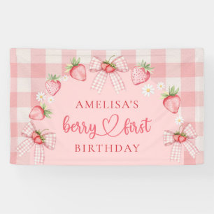 Berry First Cute 1st Birthday Strawberry Banner