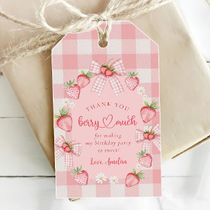 Berry First Cute 1st Birthday Strawberry Gift Tags
