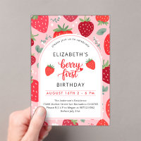 Berry First Cute 1st Birthday Strawberry Girl's