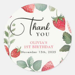 Berry First Floral 1st Birthday Classic Round Sticker