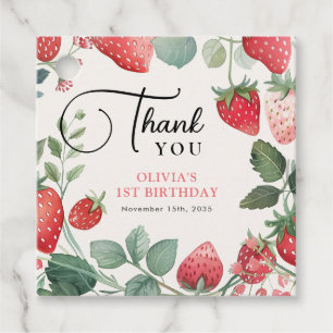 Berry First Floral 1st Birthday Favour Tags