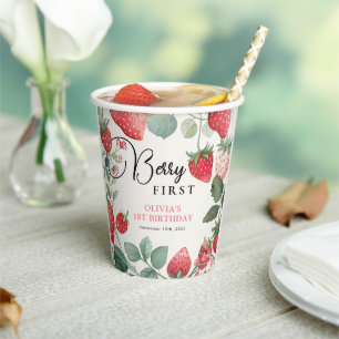Berry First Floral 1st Birthday Paper Cups