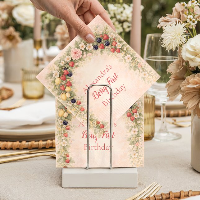 Berry First Garden 1st Birthday Napkin (Creator Uploaded)