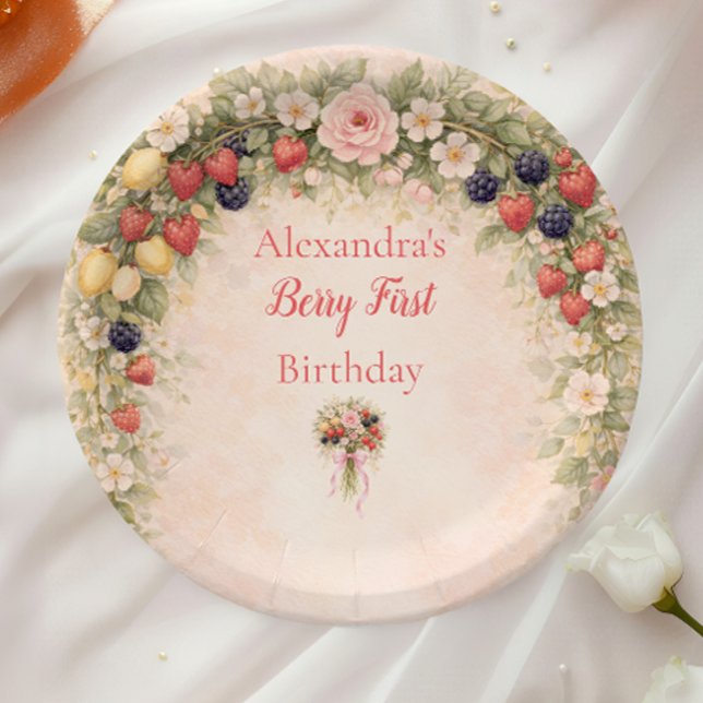 Berry First Garden 1st Birthday Paper Plate (Creator Uploaded)