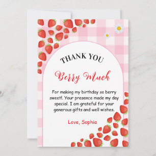 Berry first gingham birthday Thank You Card