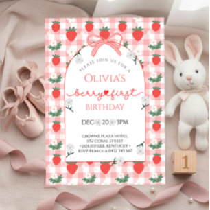 Berry first girl  Birthday party Invitation