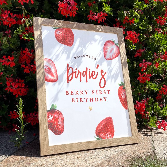 Berry First Girl First Birthday Party Welcome Sign (Creator Uploaded)