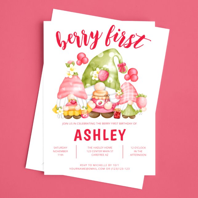 Berry First Personalised Birthday Invitation (Creator Uploaded)