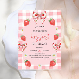 Berry First Strawberry 1st Birthday Invitation