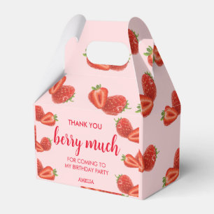 Berry First Strawberry 1st Birthday pink Favour Box