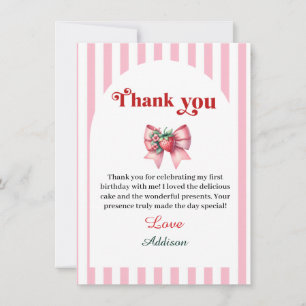 Berry First Strawberry and Bow  Thank You Card