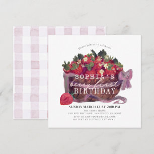 Berry First Strawberry Basket Girl 1st Birthday Invitation