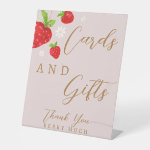 Berry First Strawberry Birthday Cards Gifts Sign  