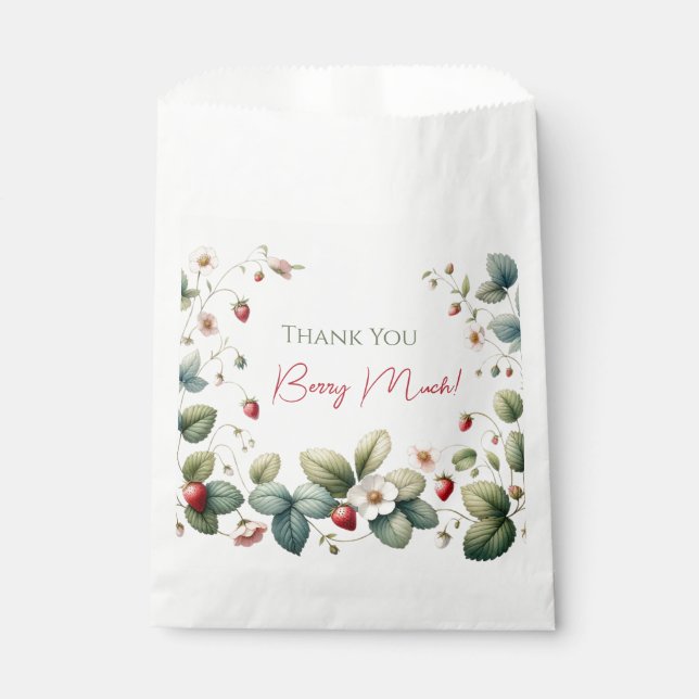 "Berry First" Strawberry Birthday Favour Bags (Front)