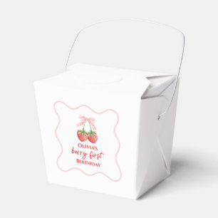 Berry first strawberry birthday Pink Bow Favour Box