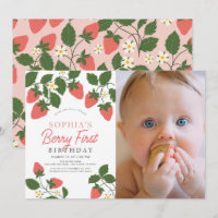 Berry First Strawberry Floral Photo 1st Birthday