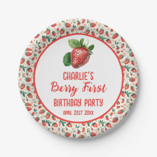 Berry First Strawberry Girl 1st Birthday Party  Paper Plate