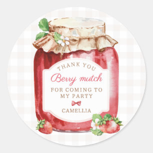 Berry First Strawberry Jam 1st Birthday Party Classic Round Sticker