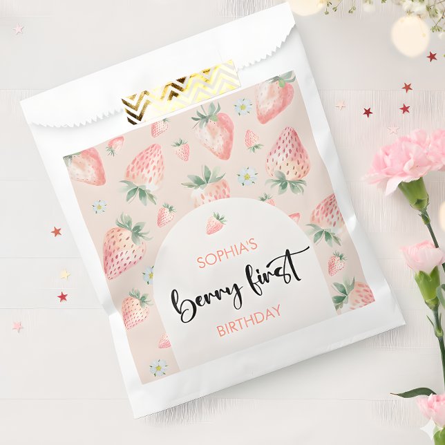 Berry first strawberry kids birthday favour bags (Creator Uploaded)
