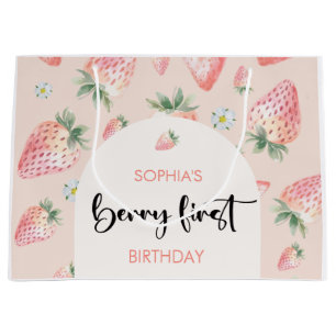 Berry first strawberry kids birthday large gift bag