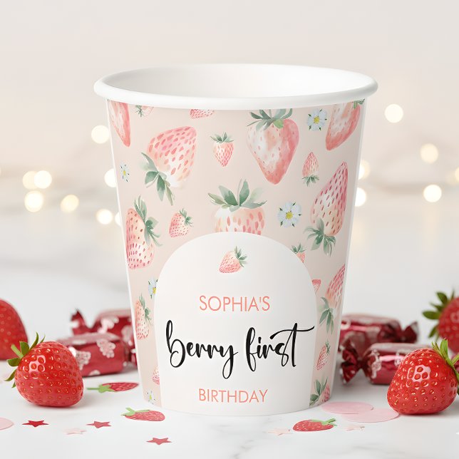 Berry first strawberry kids first birthday paper cups (Creator Uploaded)