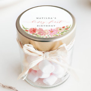 Berry First Strawberry Summer 1st Birthday   Classic Round Sticker