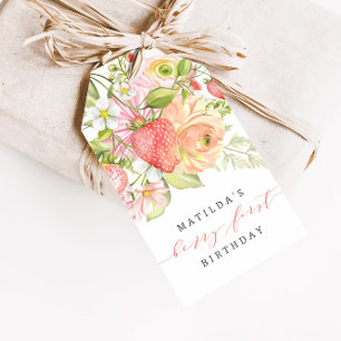 Berry First Strawberry Summer 1st Birthday   Favou Gift Tags