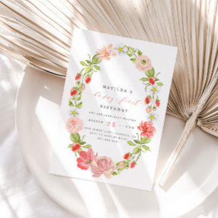 Berry First Strawberry Summer 1st Birthday   Invitation