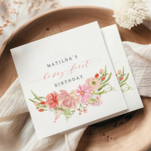 Berry First Strawberry Summer 1st Birthday Napkin