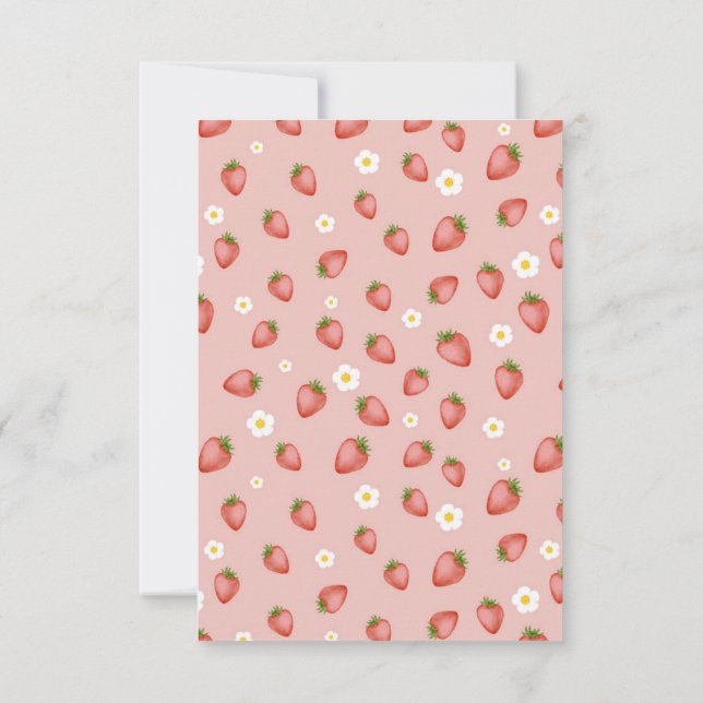 Berry First Strawberry Themed Birthday Invitations (Back)