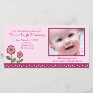 Berry Flower Garden 8x4 Photo Birth Announcement