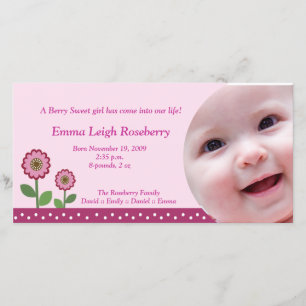 Berry Flower Garden 8x4 Photo Birth Announcement