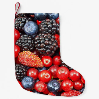 Berry-Fresh Background Mosaic Small Christmas Stocking