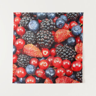 Berry-Fresh Background Mosaic Tapestry