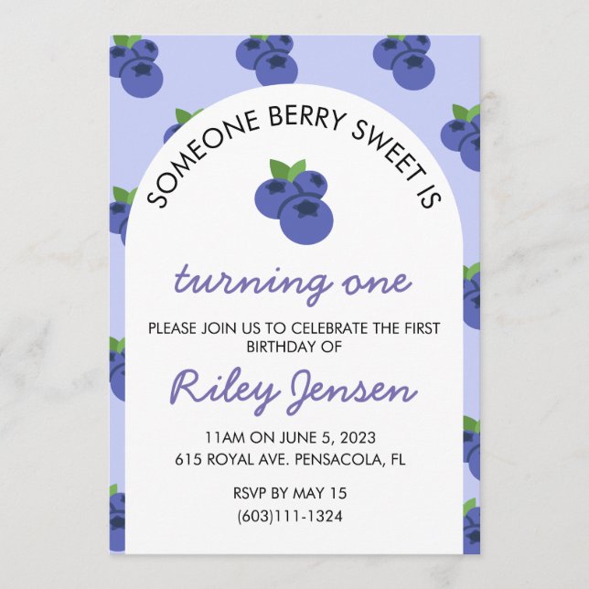 Berry Fruit First Birthday Party Invitation (Front)