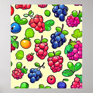 Berry Fruit Pattern Design Poster
