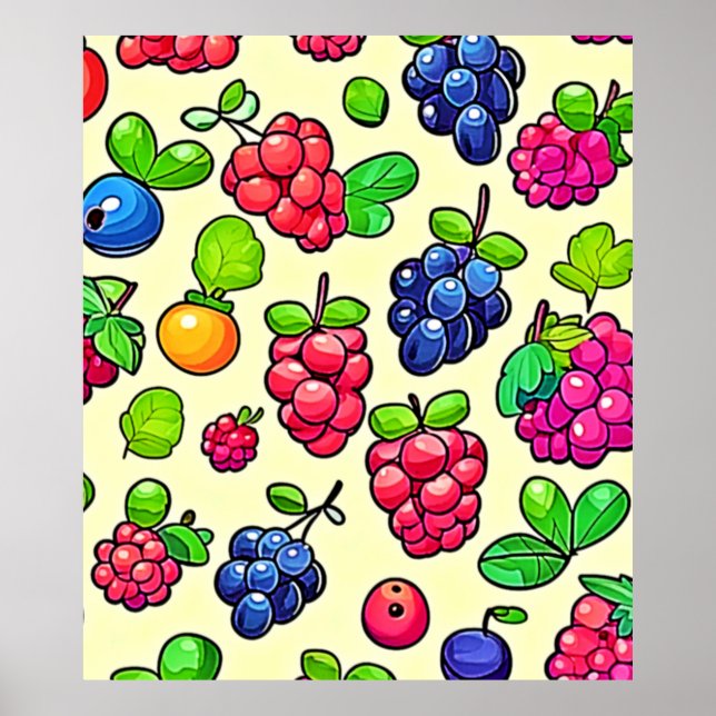 Berry Fruit Pattern Design Poster (Front)