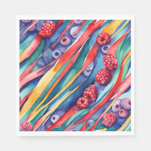Berry Fruits and Fresh Colourful Stripes Napkin