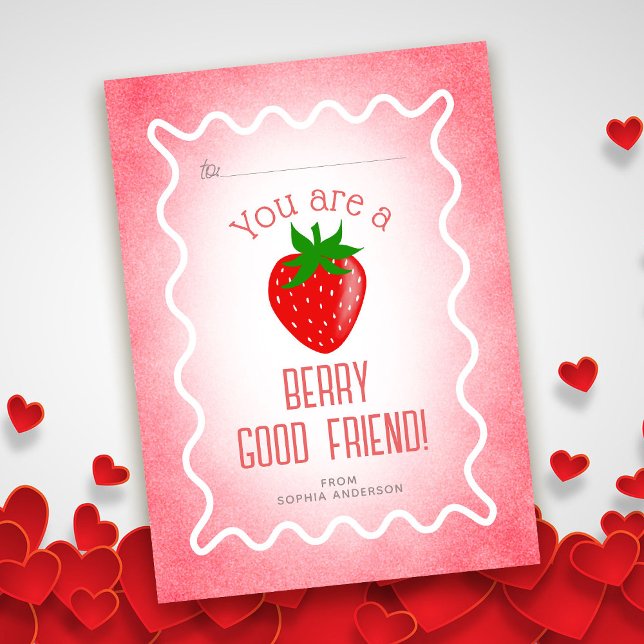 Berry Good Friend Strawberry Classroom Valentine Card (Creator Uploaded)