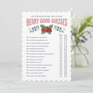 Berry Good Guesses Berry Sweet Baby Shower Game Invitation