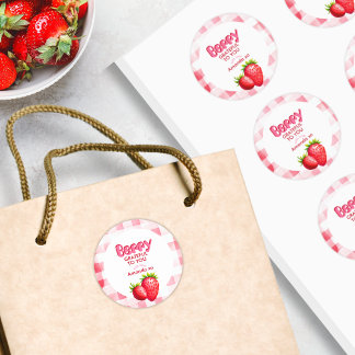 Berry Grateful Bride Tribe Strawberry Picnic Thank Classic Round Sticker