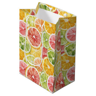 Berry Green Orange Pink Fruity Bridal Shower Medium Gift Bag
