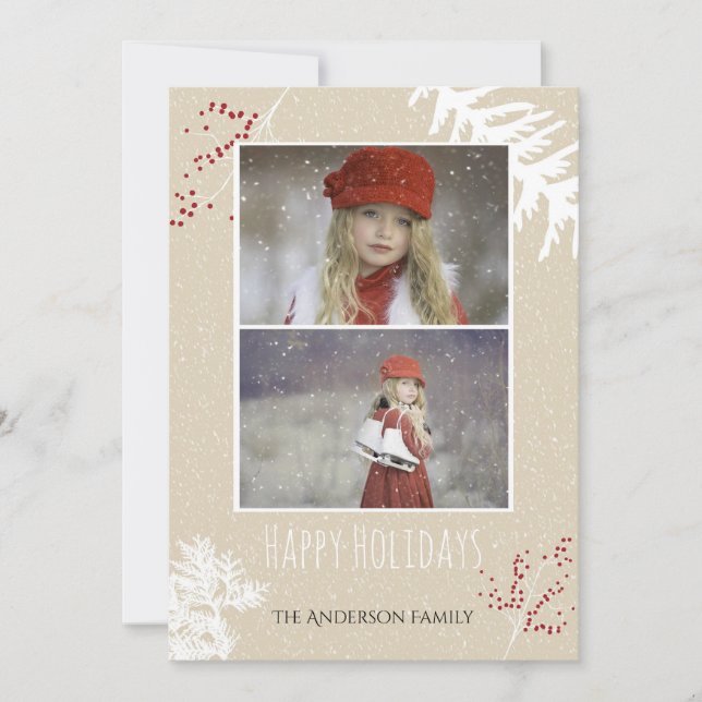 Berry Holidays White Holiday Card (Front)