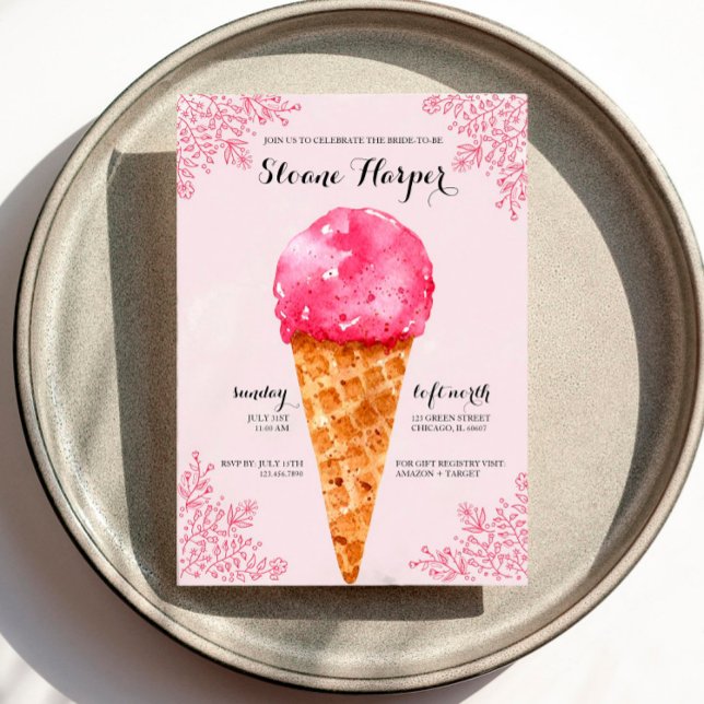 Berry Ice Cream Social Bridal Shower Invitation (Creator Uploaded)