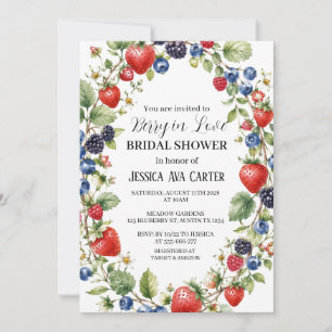 Berry in Love Berries Blueberry Bridal Shower Invitation