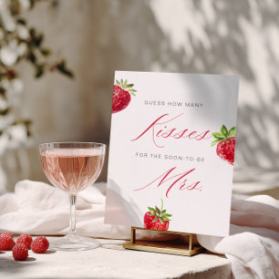 Berry in Love Bridal Shower Guess How Many Kisses Poster