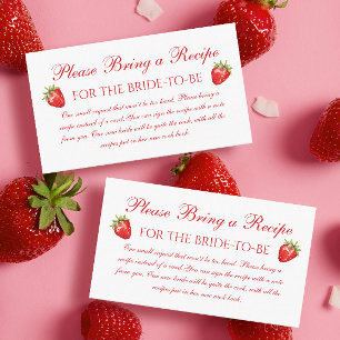Berry In Love Bridal Shower Recipe For Bride To Be Enclosure Card