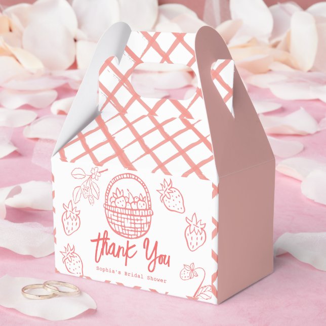 Berry in Love Hand-drawn Strawberry Bridal Shower Favour Box (Wedding)